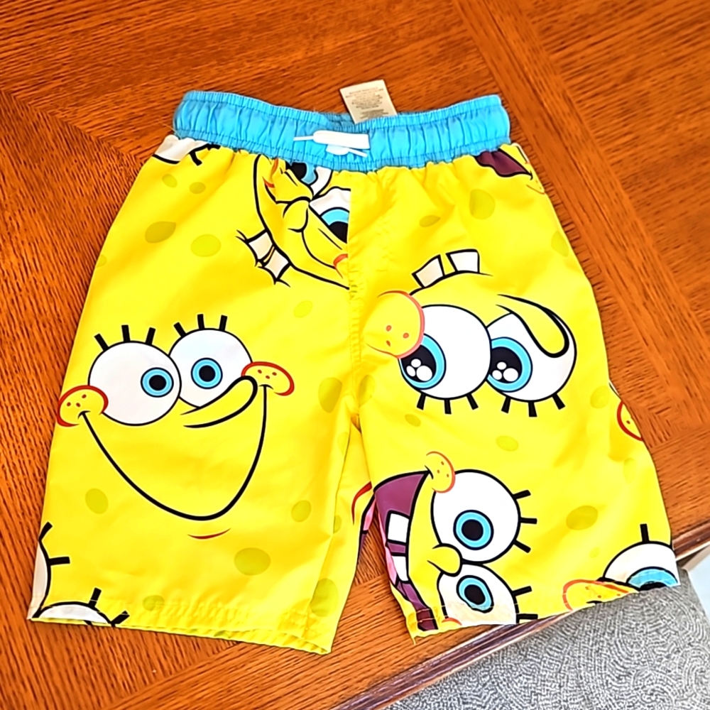 Sponge Bob Square Pants Rash Guard Swim Shorts Size 6